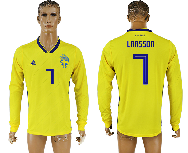 Maillot de foot SWEDEN LONG SLEEVE #7 LARSSON 2018 FIFA WORLD CU